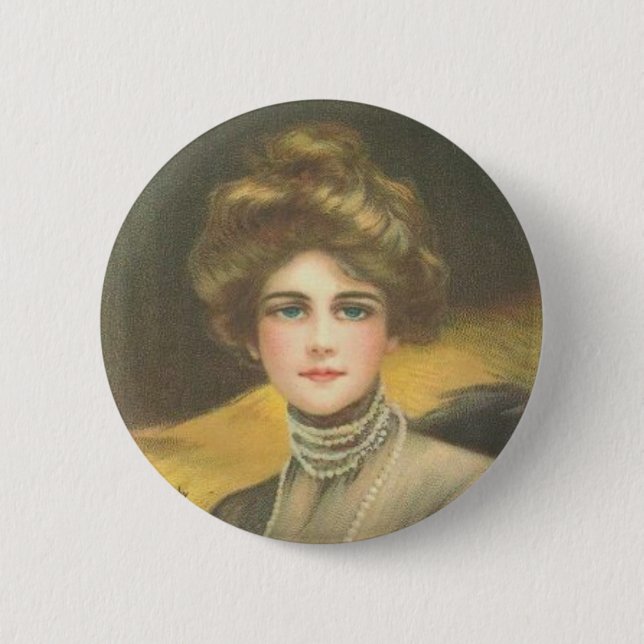Badge Rond 5 Cm Femme victorienne sur un bouton (Devant)
