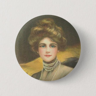 Badge Rond 5 Cm Femme victorienne sur un bouton