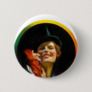 Badge Rond 5 Cm Femme Vintage Rétro Marionnettiste de Bouffon