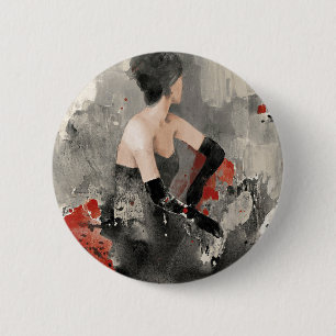 Badge Rond 5 Cm Femme vintage sauvage d'aquarelle d'Apple