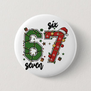 Badge Rond 5 Cm Femme Vintage Six Seven 67 Mème 67 Noël Fêtes