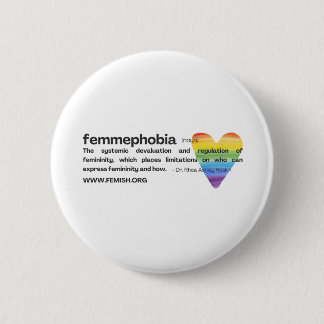 Badge Rond 5 Cm FEMMEPHOBIE Coeur Arc-en-ciel