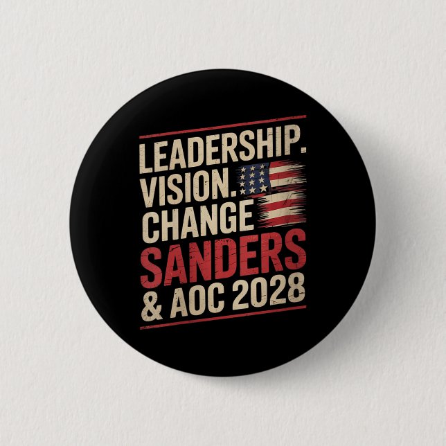 Badge Rond 5 Cm Femmes Bernie Sanders Et Aoc 2028 Pour Président C (Devant)