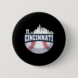 Badge Rond 5 Cm Femmes Cincinnati Baseball Skyline Ohio Baseball P