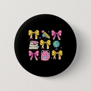 Badge Rond 5 Cm Femmes Coquette Rubans à Arc Rose Crayon Professeu