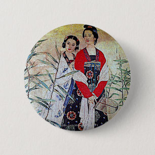 Badge Rond 5 Cm Femmes d'art vintage chinois de dynastie de Tang