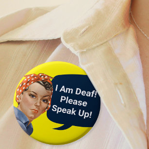 Badge Rond 5 Cm Femmes drôles vintage Rosie la riveteuse surdité