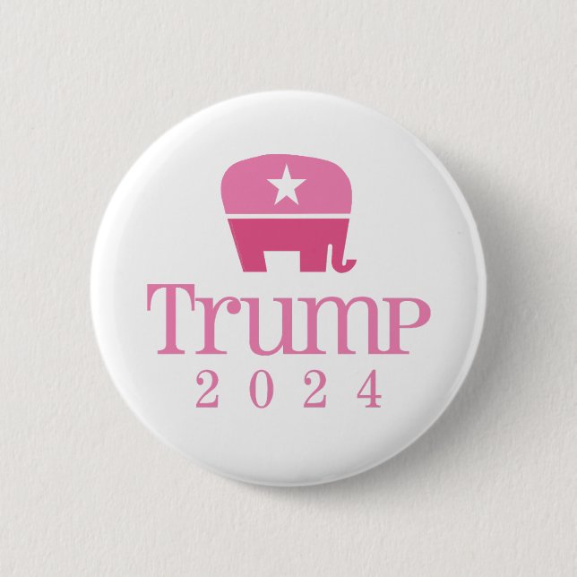 Badge Rond 5 Cm Femmes Eléphantes roses mignonnes pour Donald Trum (Devant)