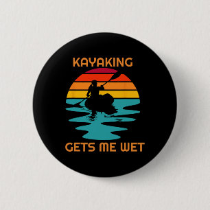 Badge Rond 5 Cm Femmes en kayak au coucher du soleil me mouille le