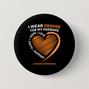Badge Rond 5 Cm Femmes Femme Je Porte Orange Pour Mon Mari Leucémi