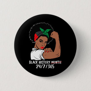 Badge Rond 5 Cm Femmes fortes Mois de l'histoire des Noirs Melanin