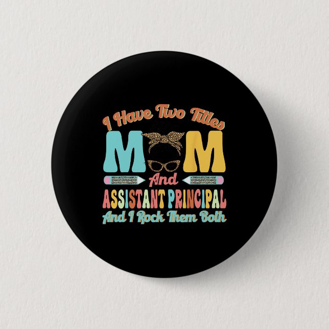Badge Rond 5 Cm Femmes Istant Principal Maman Messy Bun Retro Mère (Devant)