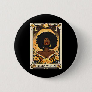 Badge Rond 5 Cm Femmes Noires Cheveux Afro Mois de l'Histoire des