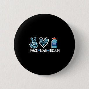 Badge Rond 5 Cm Femmes Peace Love Insuline col V