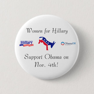 Badge Rond 5 Cm Femmes pour Hillary, appui Obama