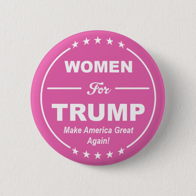 Badge Rond 5 Cm FEMMES POUR TRUMP ! Patriote rose ! Girl Power ! G (Devant)