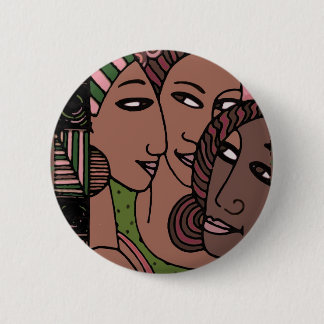 Badge Rond 5 Cm Femmes roses et vertes d'Afro-américain