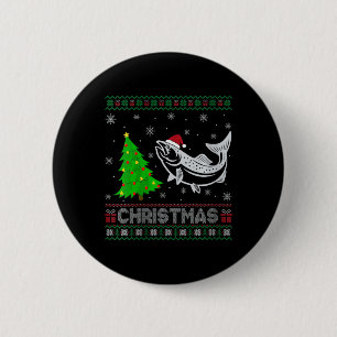 Badge Rond 5 Cm Femmes Saumon Xmas Arbre Éclairage de Noël moche V