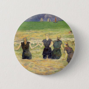 Badge Rond 5 Cm Femmes se baignant à Dieppe de Paul Gauguin