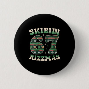 Badge Rond 5 Cm Femmes Skibidi Rizzmas 67 Six Seven Meme Laid Chri