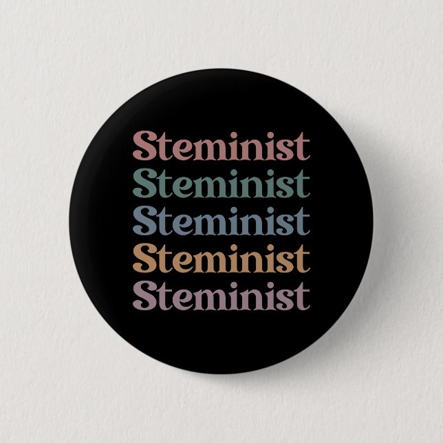 Badge Rond 5 Cm Femmes Stéménistes Rétro Dans STEM (Devant)