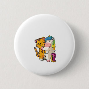 Badge Rond 5 Cm Femmes Tigre et Licorne Mignons Animaux de Zoo S'e