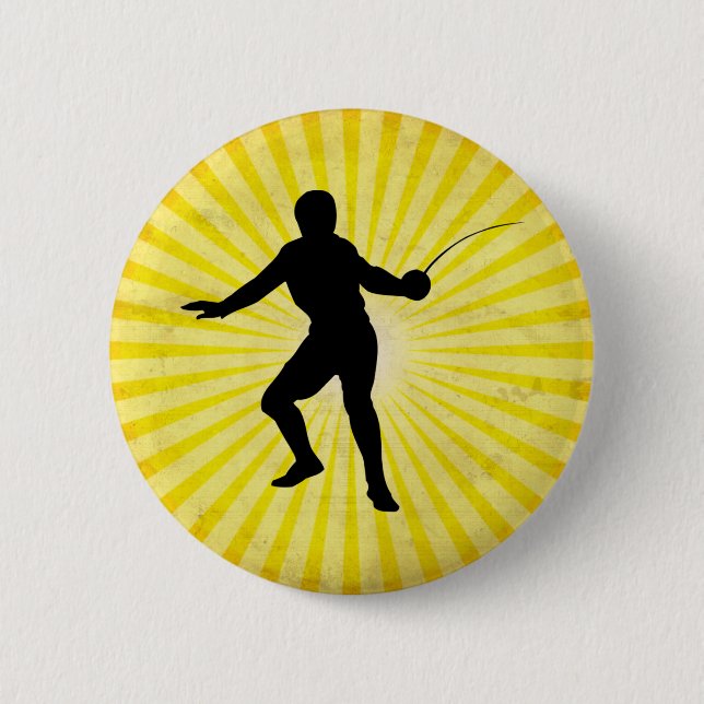 Badge Rond 5 Cm Fencer ; clôture ; jaune (Devant)