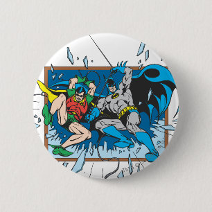 Badge Rond 5 Cm Fenêtre Batman & Robin Shatter