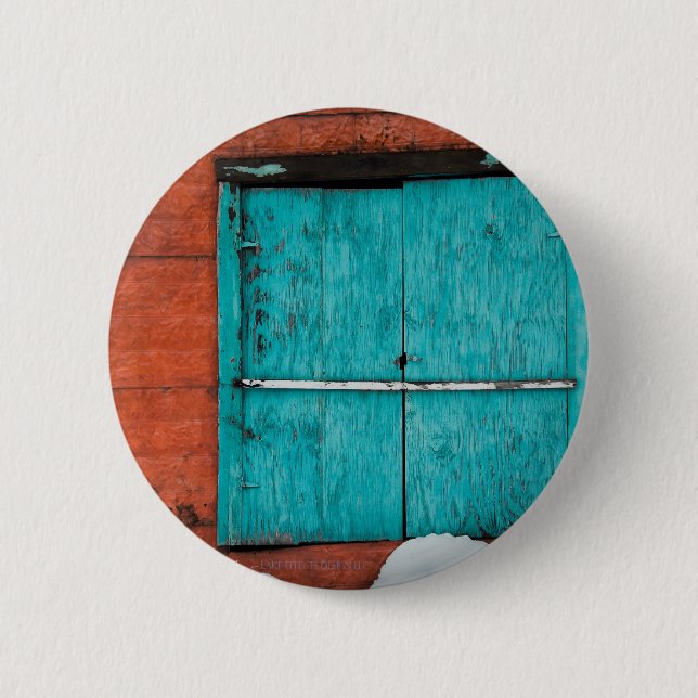 Badge Rond 5 Cm Fenêtre Turquoise (Devant)