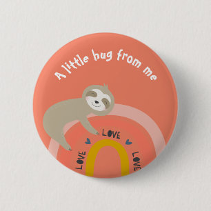Badge Rond 5 Cm Fente de corail sur un arc-en-ciel Un petit câlin