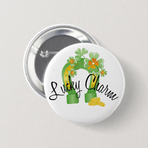 Badge Rond 5 Cm Fer à cheval chanceux de charme
