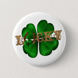 Badge Rond 5 Cm Fer à cheval et trèfle chanceux PERSONNALISABLES