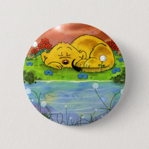 Badge Rond 5 Cm Ferald Napping Par Le Bouton Des Fleurs De Soleil