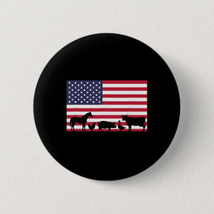 Badge Rond 5 Cm Ferme Animaux de la ferme Cheval Vache Cochon Poul