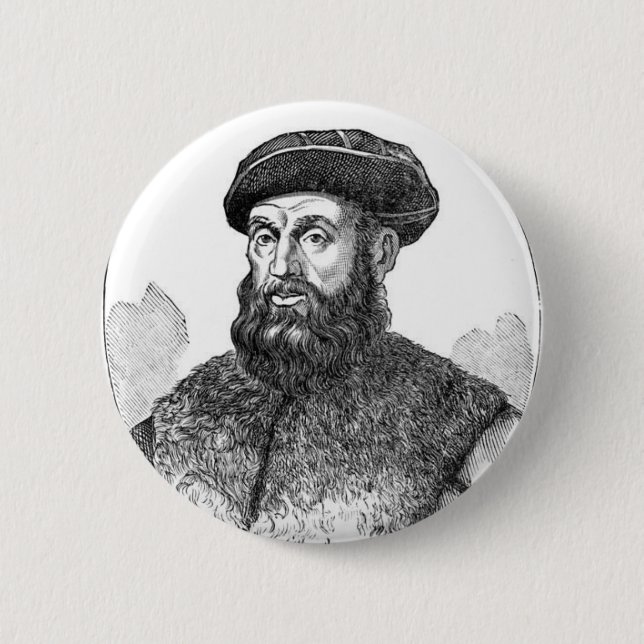 Badge Rond 5 Cm Fernando Magellan, Explorateur (Devant)