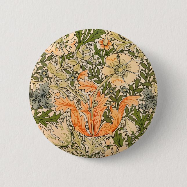 Badge Rond 5 Cm Festival de fleurs de William Morris Spring Compto (Devant)