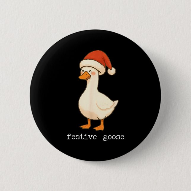 Badge Rond 5 Cm Festive And Mpy Goose Santa Hat Xmas Light Matchin (Devant)