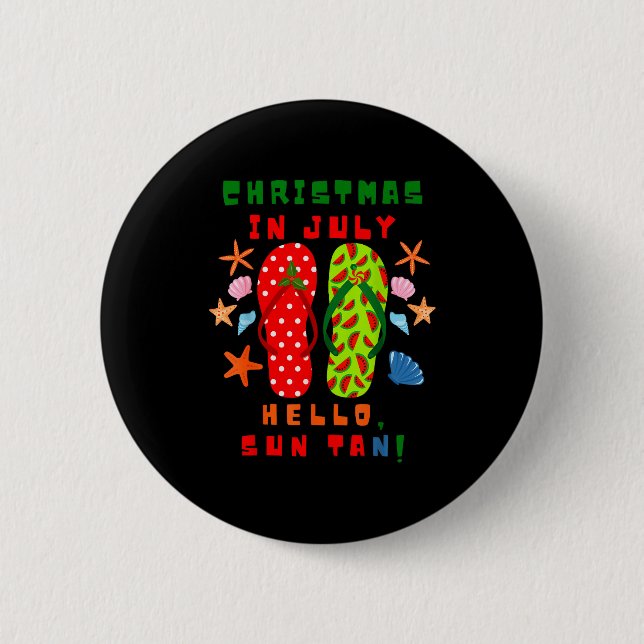 Badge Rond 5 Cm Festive Christmas In July Flip Flop Summer Beach F (Devant)