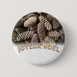 Badge Rond 5 Cm Festive Holiday Joyeux Noel Pine Cone