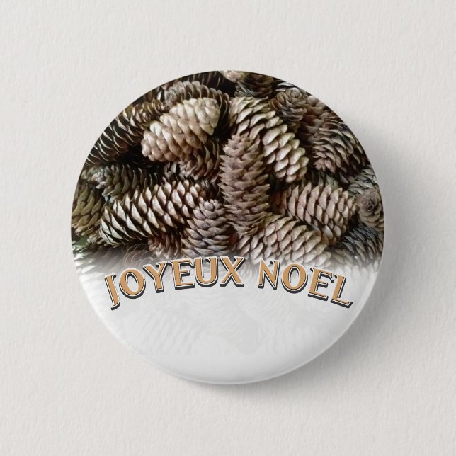 Badge Rond 5 Cm Festive Holiday Joyeux Noel Pine Cone (Devant)