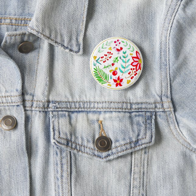 Badge Rond 5 Cm Festive Ornament (En situation)
