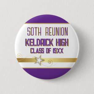 Badge Rond 5 Cm Fête! 50e réunion de classe personnalisée