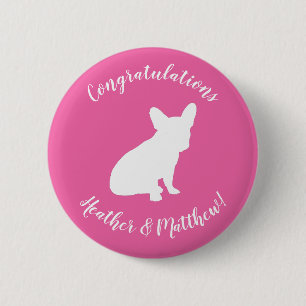 Badge Rond 5 Cm Fête à thème Bulldog en France - rose Baby shower