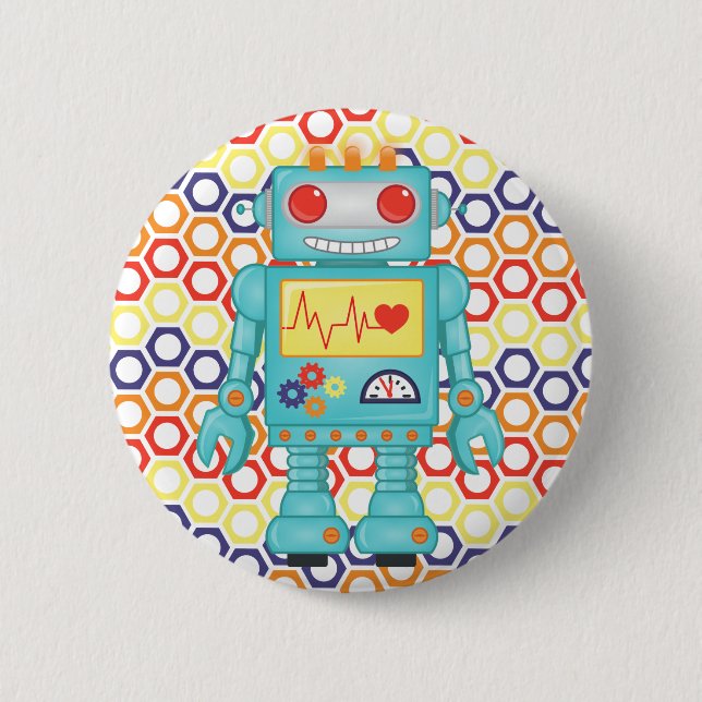 Badge Rond 5 Cm Fête à thème robotique (Devant)