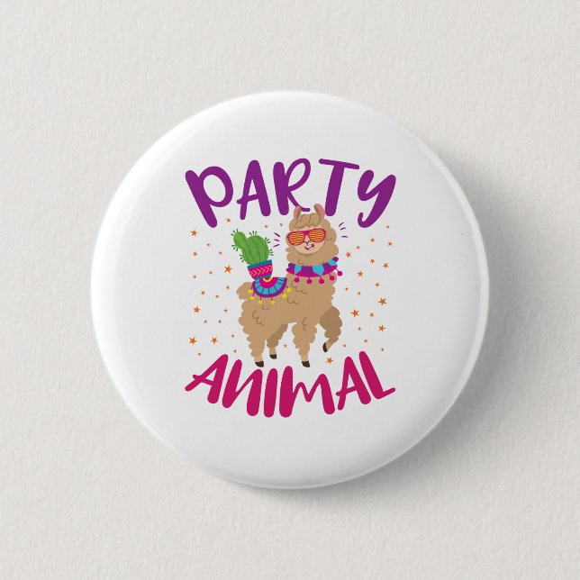 Badge Rond 5 Cm Fête Animal Llama Bachelorette Anniversaire (Devant)