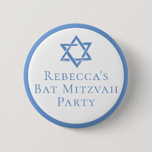 Badge Rond 5 Cm Fête bat mitzvah lumière étoile bleue de David