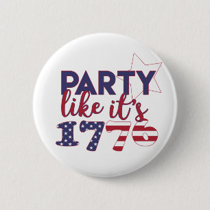 Badge Rond 5 Cm Fête comme en 1776 - American Flag Typography