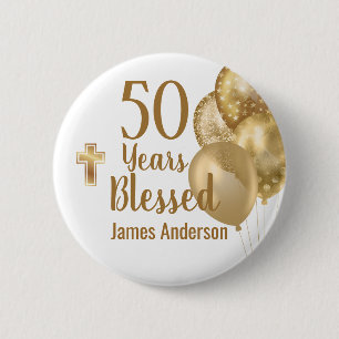Badge Rond 5 Cm Fête d'anniversaire 50 ans 
