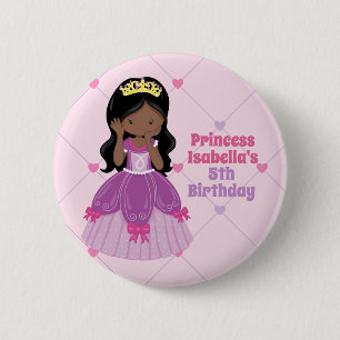 Badge Rond 5 Cm Fête d'anniversaire afro-américaine de princesse r