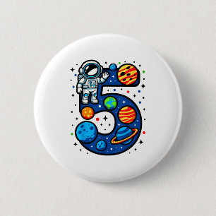 Badge Rond 5 Cm Fête d'anniversaire d'astronaute 5 ans garçon fill